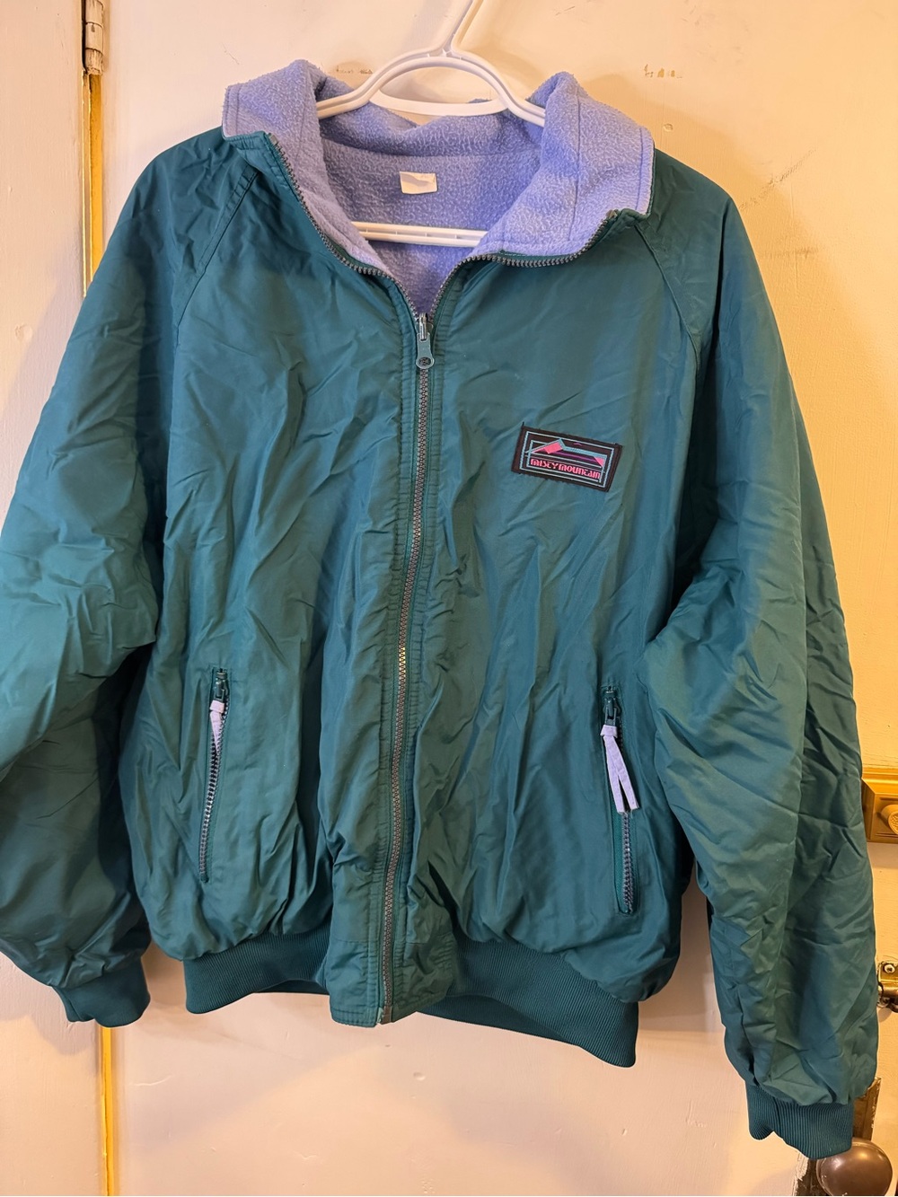 Vintage Teal Zip-Up Jacket with Fleece Lining